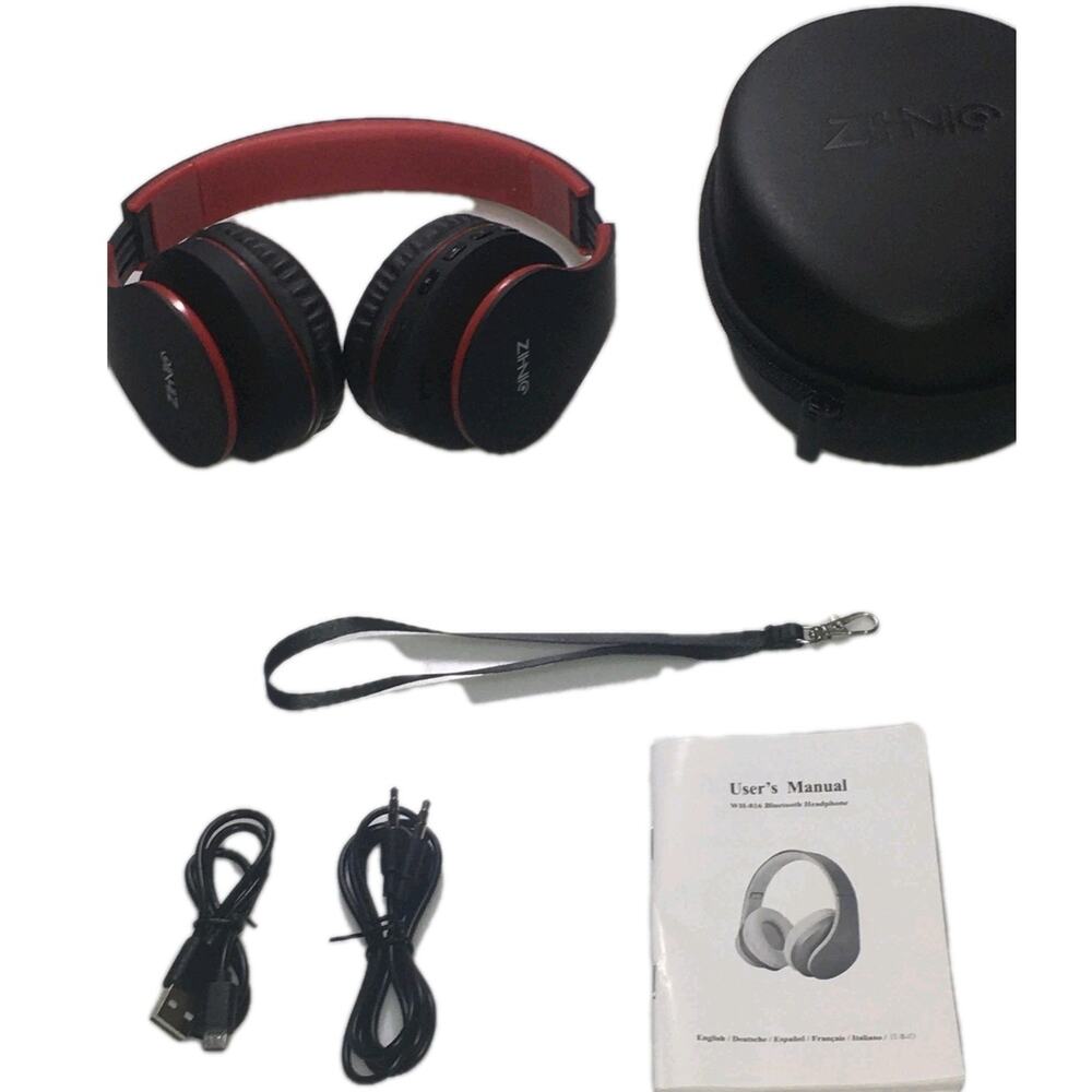 Wireless Over-Ear Headphones with Deep Bass, Foldable Wireless and Wired Red